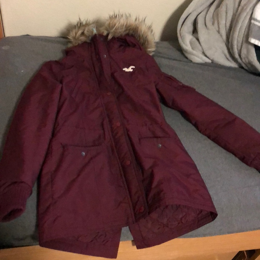 Hollister all weather burgundy jacket coat